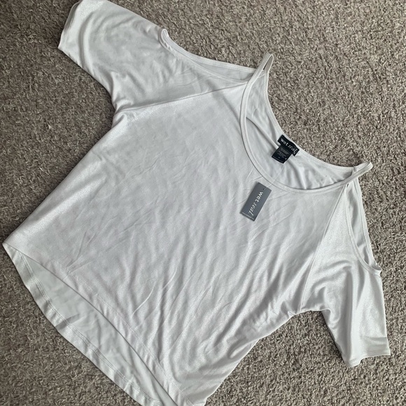 Wet Seal Medium White Cold Shoulder Top - Picture 4 of 6